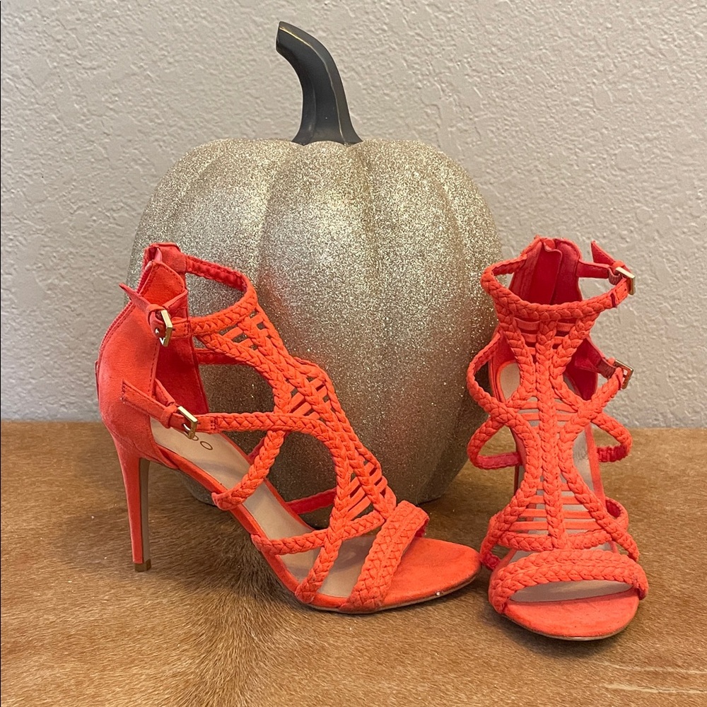 Aldo Vibrant Orange Braided Heels